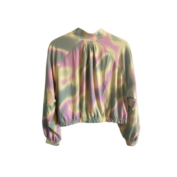 Athleta Girl Gap Collab Lily Pond Yellow Lined Bomber jacket size XXL 16, zip - Picture 5 of 16